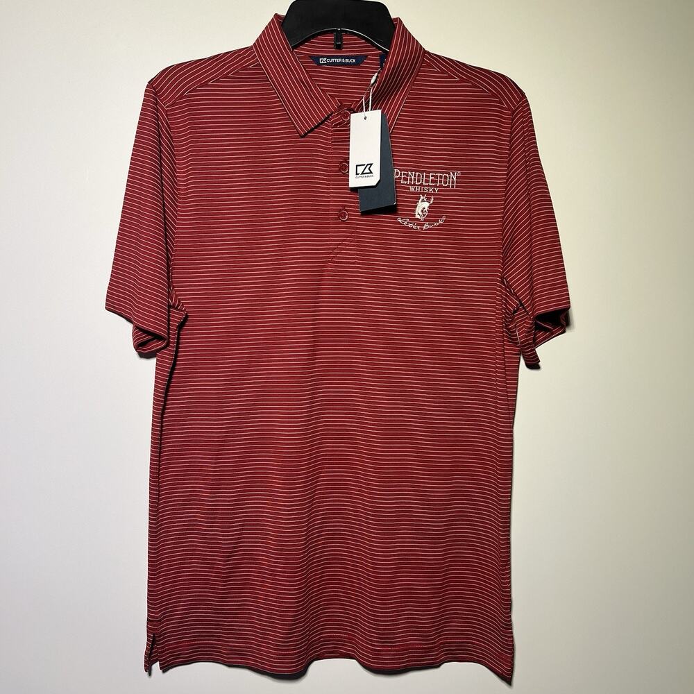Cutter & Buck Pendleton Whisky Red Striped Polo Shirt Men’s Small NWT DryTec